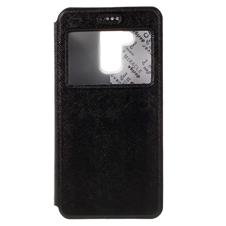 Cross Texture View Window Leather Stand Case for Asus Zenfone 3 Max ZC520TL - Black-3