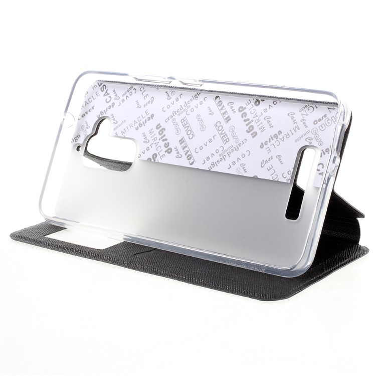 Cross Texture View Window Leather Stand Case for Asus Zenfone 3 Max ZC520TL - Black-4
