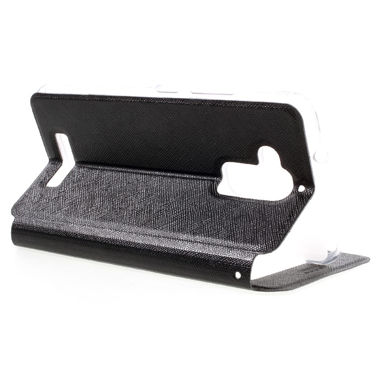 Cross Texture View Window Leather Stand Case for Asus Zenfone 3 Max ZC520TL - Black-5