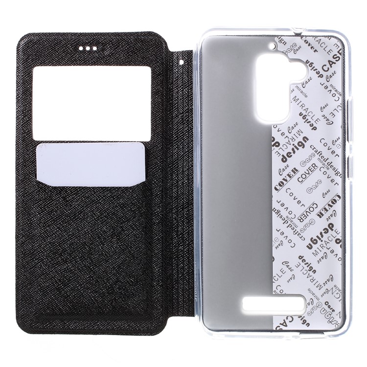 Cross Texture View Window Leather Stand Case for Asus Zenfone 3 Max ZC520TL - Black-6