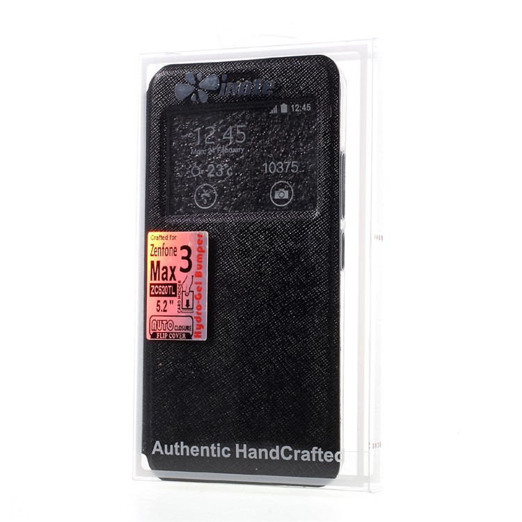 Cross Texture View Window Leather Stand Case for Asus Zenfone 3 Max ZC520TL - Black-9