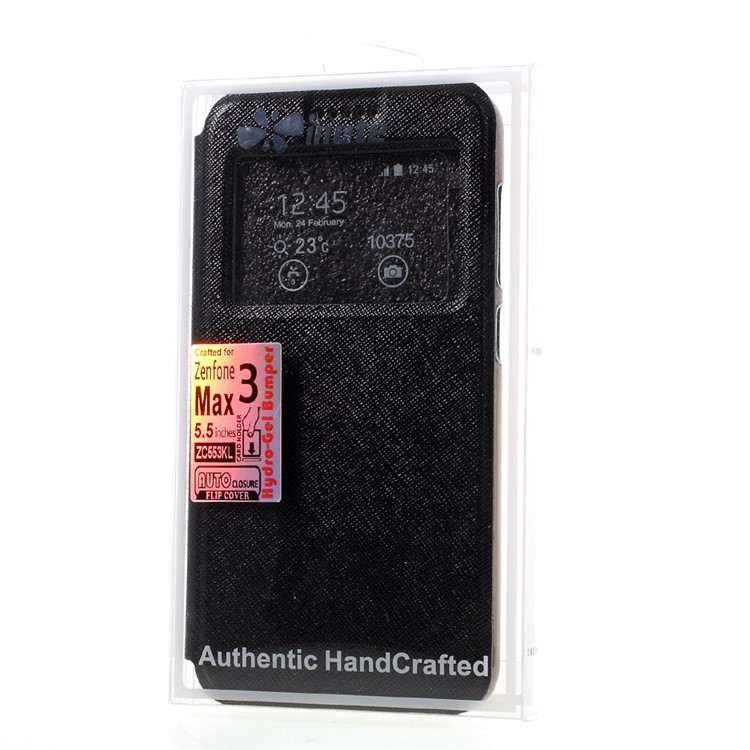 Cross Texture View Window Leather Stand Case for Asus Zenfone 3 Max ZC553KL - Black-10