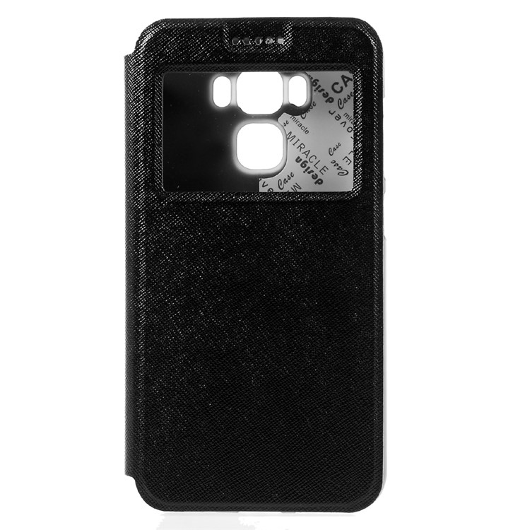 Cross Texture View Window Leather Stand Case for Asus Zenfone 3 Max ZC553KL - Black-3