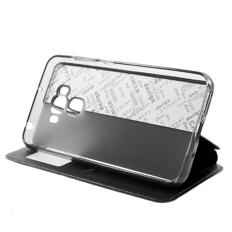 Cross Texture View Window Leather Stand Case for Asus Zenfone 3 Max ZC553KL - Black-4