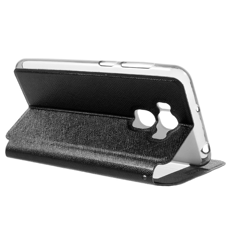Cross Texture View Window Leather Stand Case for Asus Zenfone 3 Max ZC553KL - Black-5