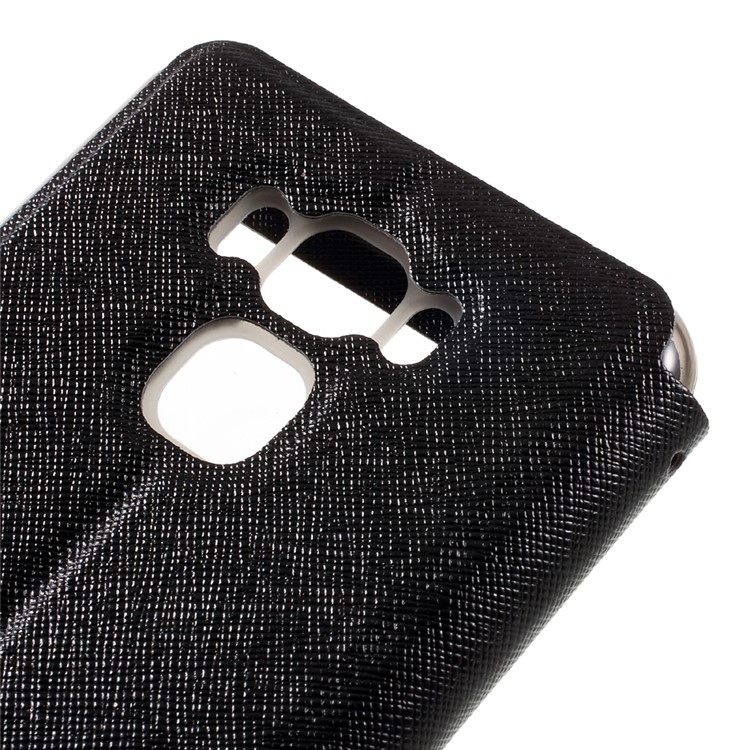 Cross Texture View Window Leather Stand Case for Asus Zenfone 3 Max ZC553KL - Black-8