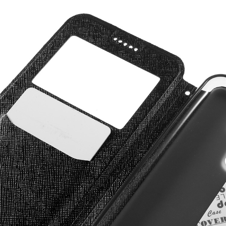 Cross Texture View Window Leather Stand Case for Asus Zenfone 3 Max ZC553KL - Black-9