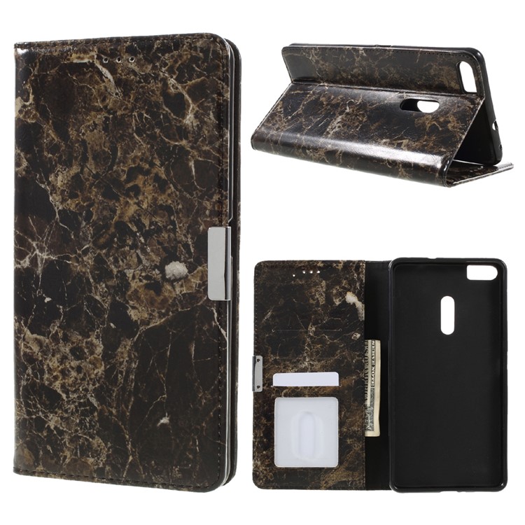 Marble Grain Leather Wallet Phone Case for Asus Zenfone 3 Ultra ZU680KL - Black-1