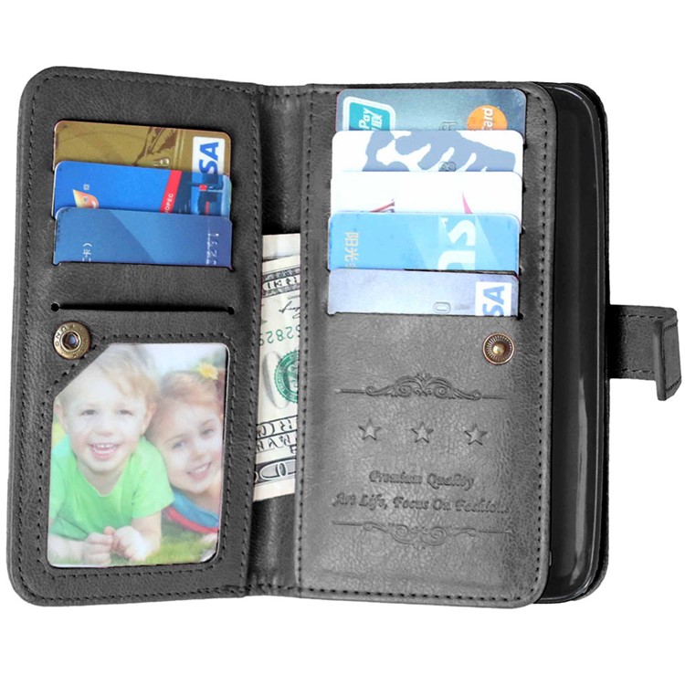 For Asus Zenfone 2 Laser ZE500KG ZE500KL 5.0-inch 9 Card Slots Wallet Crazy Horse Leather Stand Case - Black-2