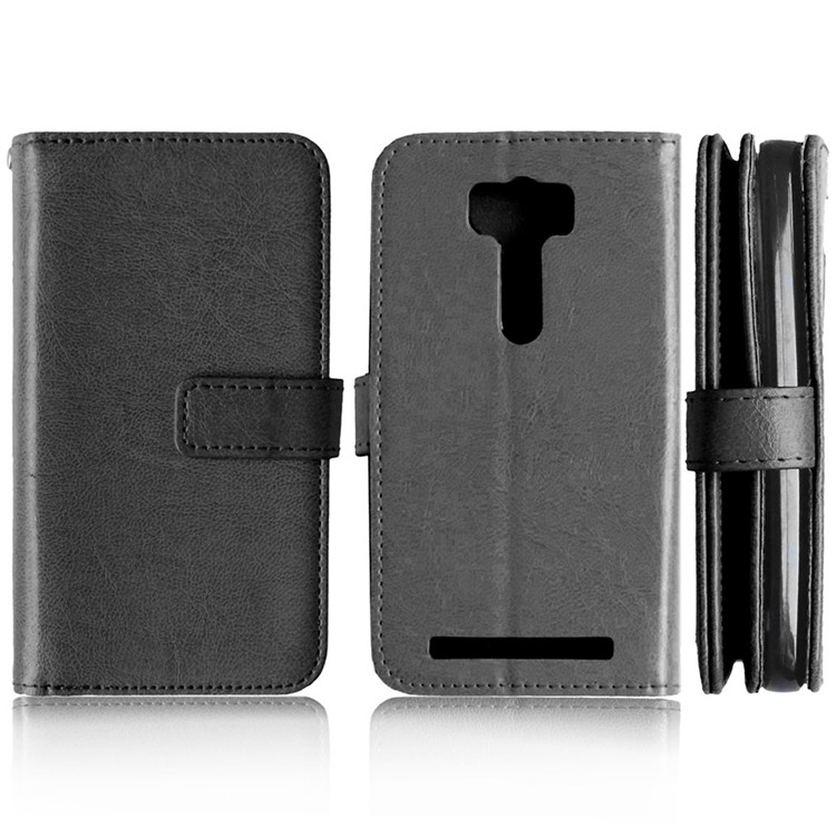 For Asus Zenfone 2 Laser ZE500KG ZE500KL 5.0-inch 9 Card Slots Wallet Crazy Horse Leather Stand Case - Black-3