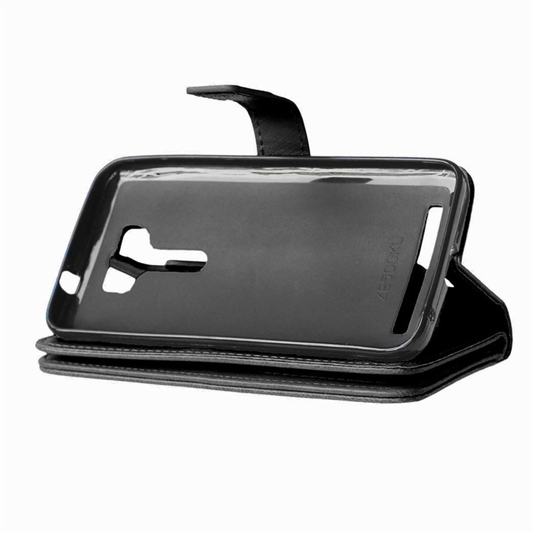 For Asus Zenfone 2 Laser ZE500KG ZE500KL 5.0-inch 9 Card Slots Wallet Crazy Horse Leather Stand Case - Black-5
