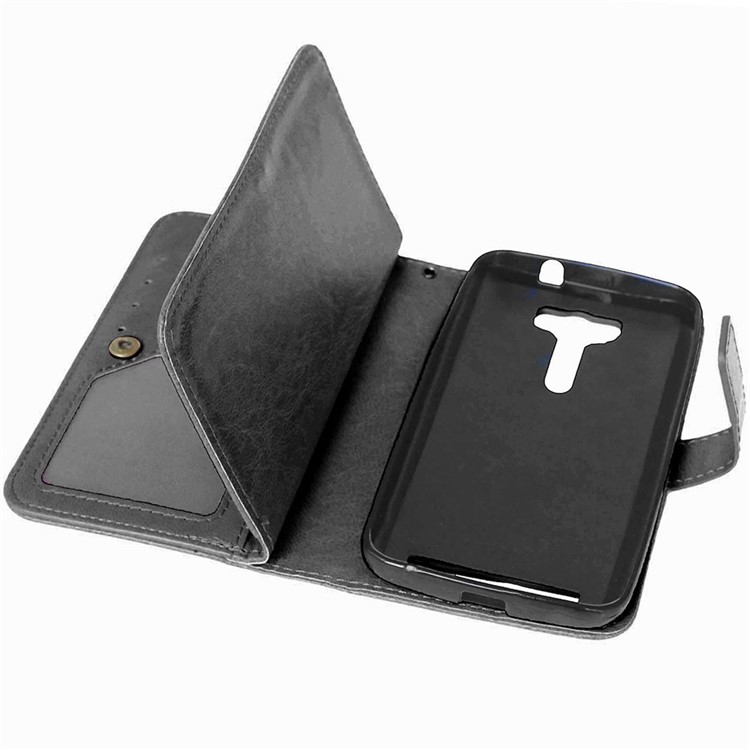 For Asus Zenfone 2 Laser ZE500KG ZE500KL 5.0-inch 9 Card Slots Wallet Crazy Horse Leather Stand Case - Black-7
