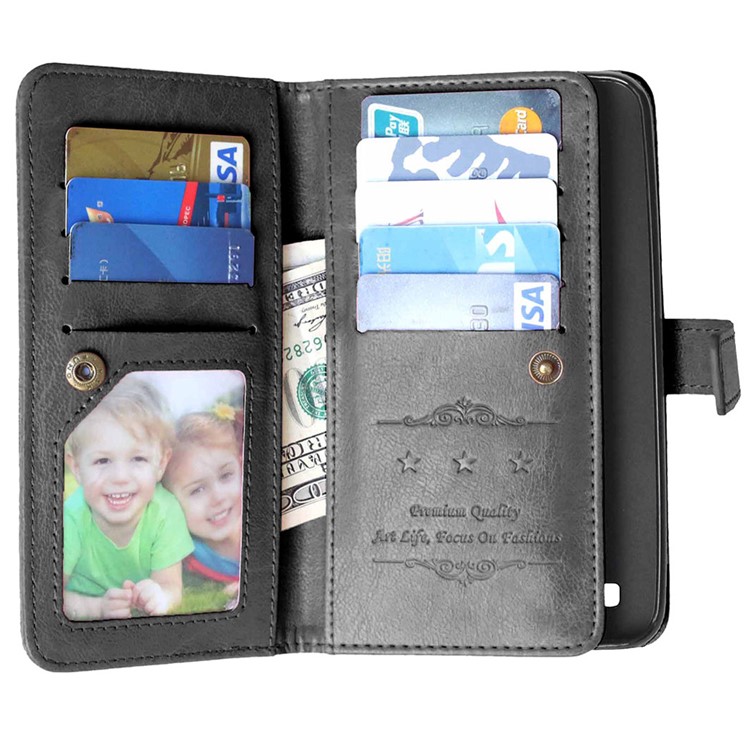 9 Card Slots Wallet Crazy Horse Leather Case for Asus Zenfone 2 Laser ZE550KL - Black-2
