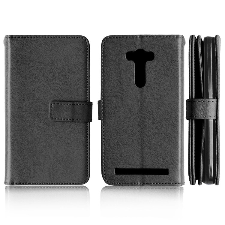 9 Card Slots Wallet Crazy Horse Leather Case for Asus Zenfone 2 Laser ZE550KL - Black-3