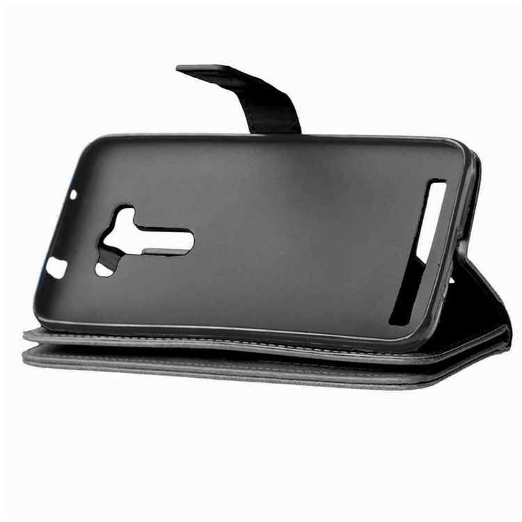 9 Card Slots Wallet Crazy Horse Leather Case for Asus Zenfone 2 Laser ZE550KL - Black-5