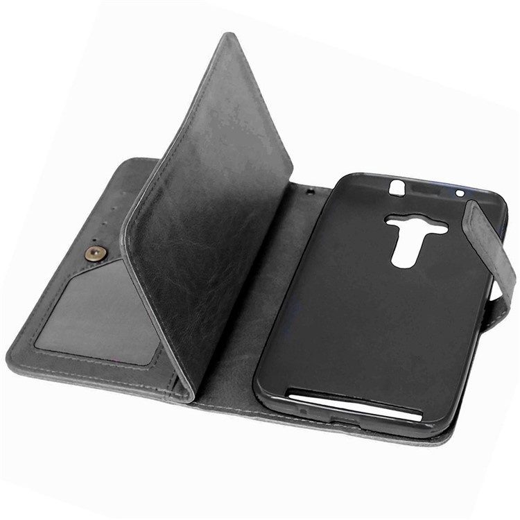 9 Card Slots Wallet Crazy Horse Leather Case for Asus Zenfone 2 Laser ZE550KL - Black-7