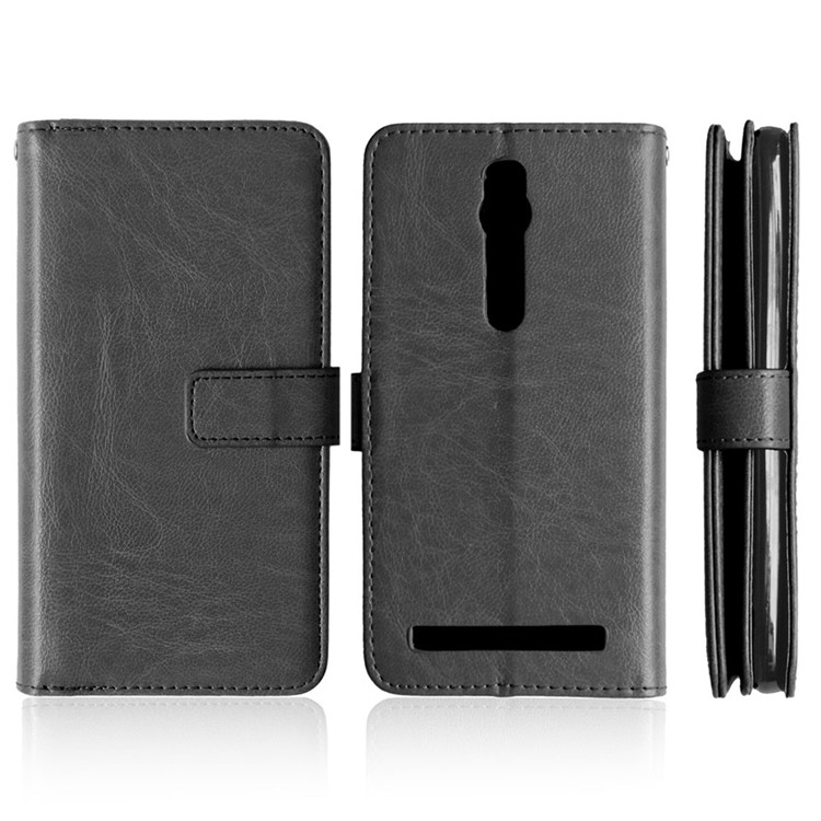 9 ID/Credit Card Slots Crazy Horse Leather Case for Asus Zenfone 2 ZE550ML ZE551ML - Black-2