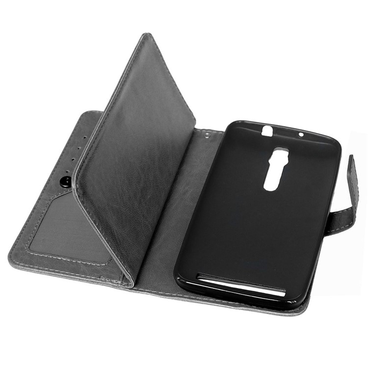 9 ID/Credit Card Slots Crazy Horse Leather Case for Asus Zenfone 2 ZE550ML ZE551ML - Black-4