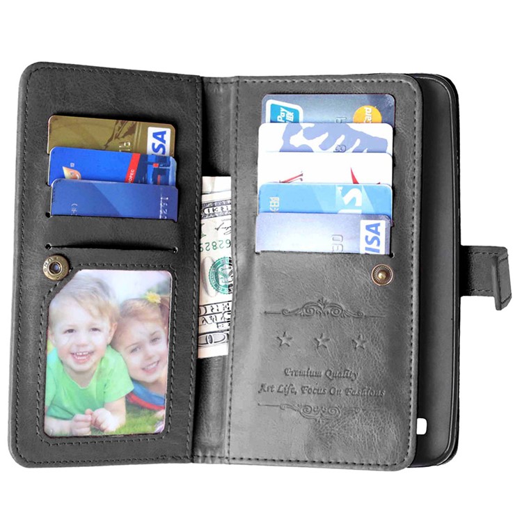 9 ID/Credit Card Slots Wallet Crazy Horse Leather Case for Asus Zenfone Selfie ZD551KL - Black-2