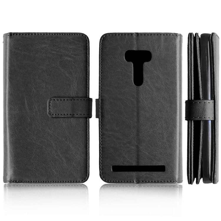 9 ID/Credit Card Slots Wallet Crazy Horse Leather Case for Asus Zenfone Selfie ZD551KL - Black-3