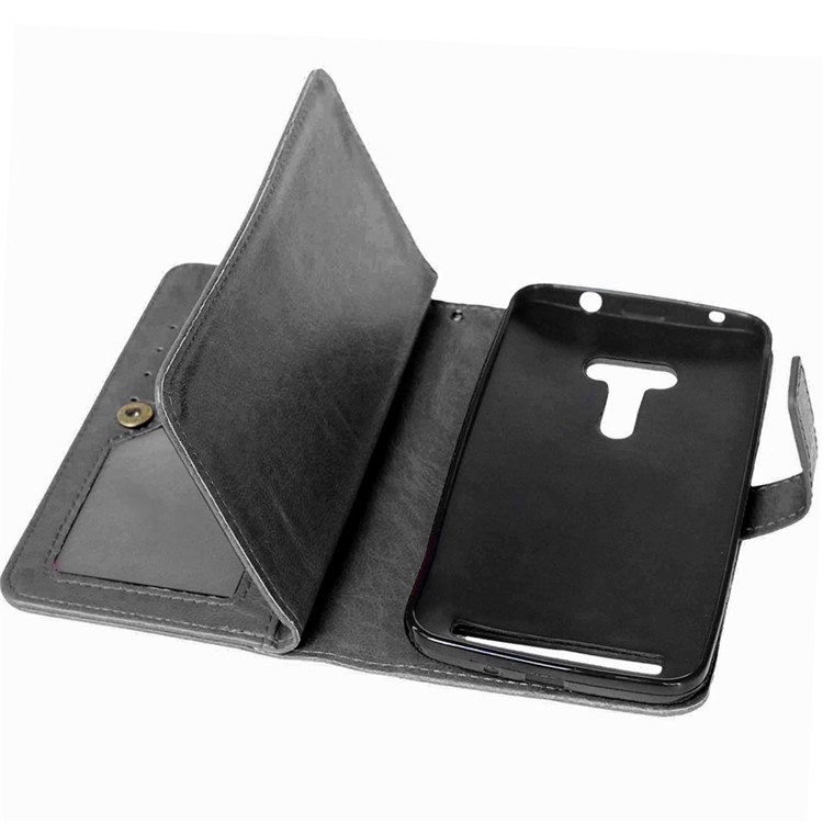 9 ID/Credit Card Slots Wallet Crazy Horse Leather Case for Asus Zenfone Selfie ZD551KL - Black-7