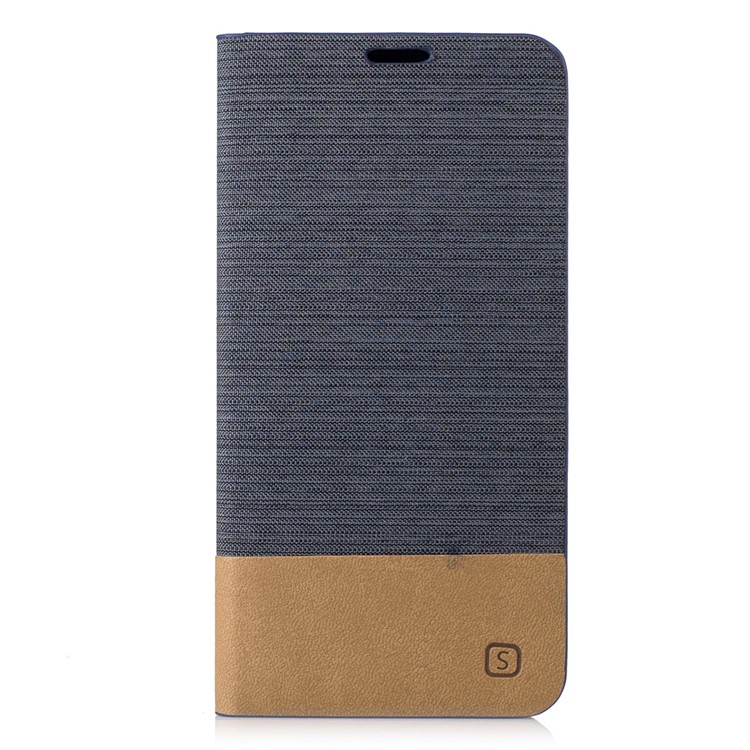 Bi-color Canvas Flip Leather Card Holder Case for Asus Zenfone 3 Max ZC520TL - Dark Grey-1