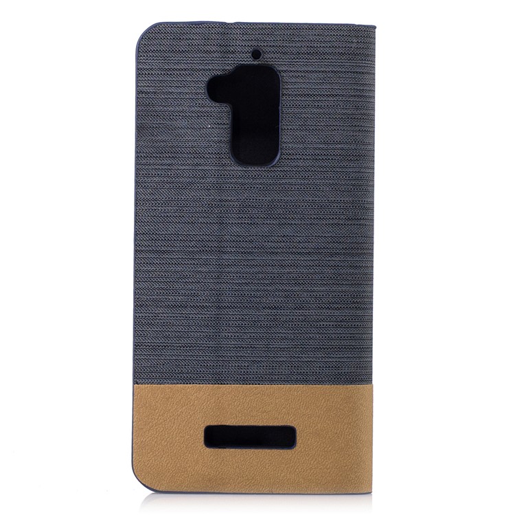 Bi-color Canvas Flip Leather Card Holder Case for Asus Zenfone 3 Max ZC520TL - Dark Grey-2