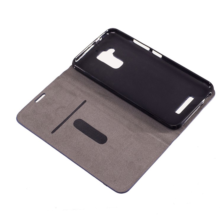 Bi-color Canvas Flip Leather Card Holder Case for Asus Zenfone 3 Max ZC520TL - Dark Grey-7