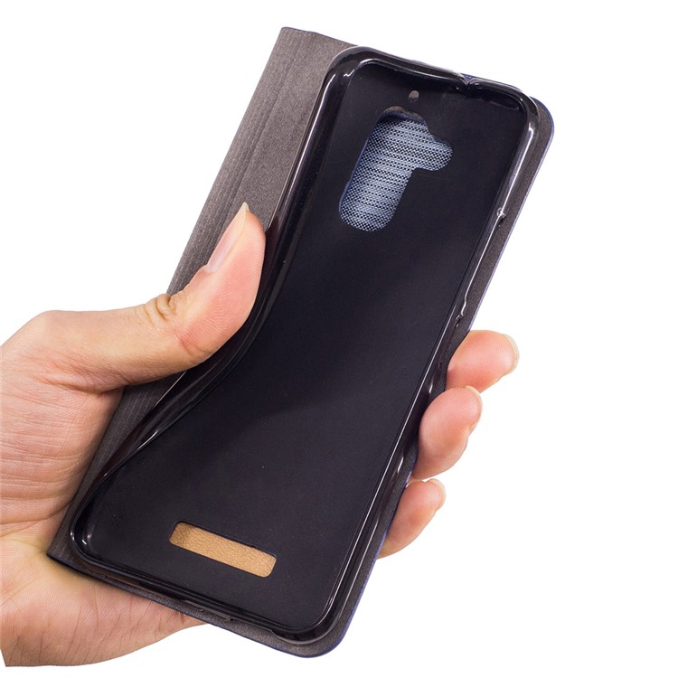 Bi-color Canvas Flip Leather Card Holder Case for Asus Zenfone 3 Max ZC520TL - Dark Grey-8