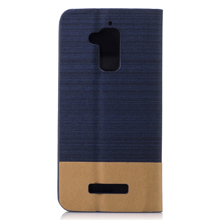 Bi-color Canvas Flip Leather Card Holder Stand Case for Asus Zenfone 3 Max ZC520TL - Dark Blue-2
