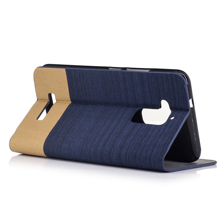 Bi-color Canvas Flip Leather Card Holder Stand Case for Asus Zenfone 3 Max ZC520TL - Dark Blue-3