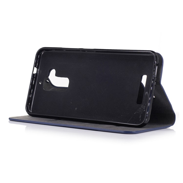 Bi-color Canvas Flip Leather Card Holder Stand Case for Asus Zenfone 3 Max ZC520TL - Dark Blue-4