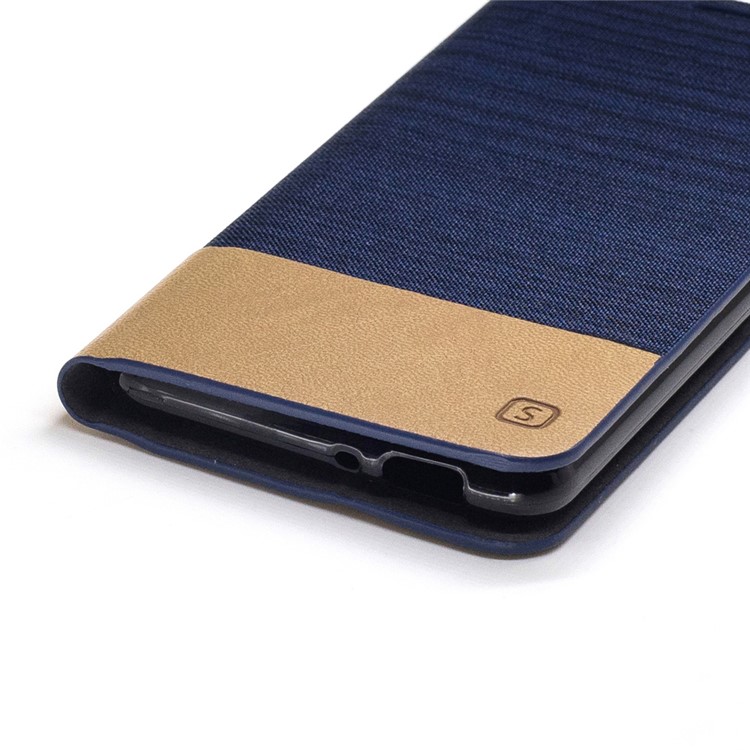 Bi-color Canvas Flip Leather Card Holder Stand Case for Asus Zenfone 3 Max ZC520TL - Dark Blue-5