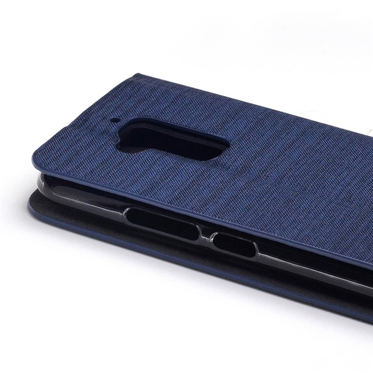 Bi-color Canvas Flip Leather Card Holder Stand Case for Asus Zenfone 3 Max ZC520TL - Dark Blue-6