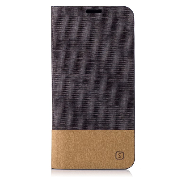 Bi-color Canvas Card Holder Leather Flip Stand Cover for Asus Zenfone 3 Max ZC520TL - Coffee-1