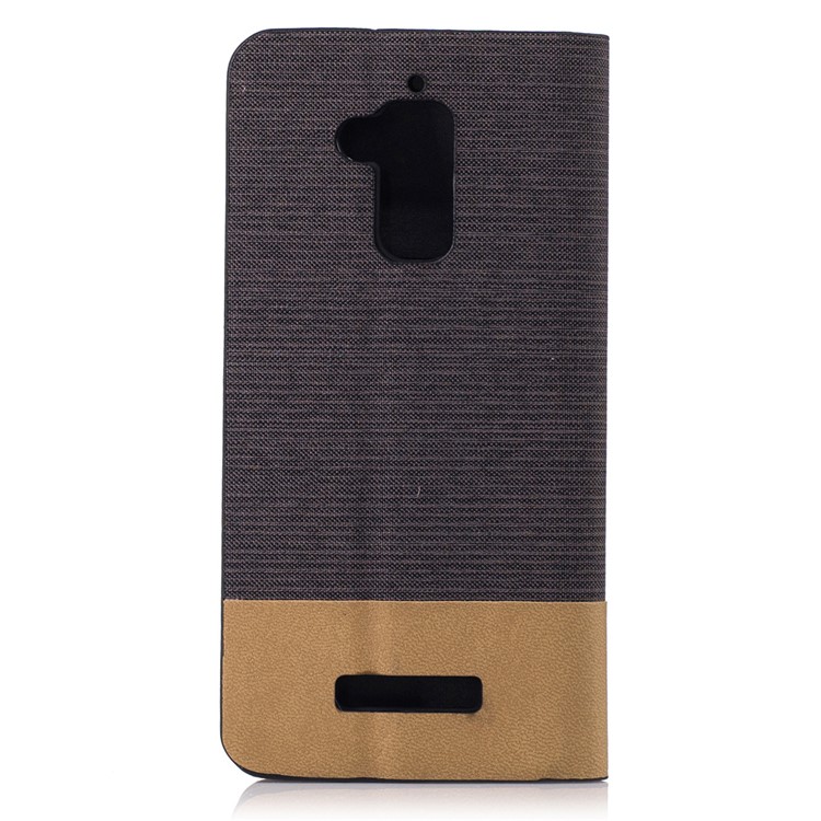 Bi-color Canvas Card Holder Leather Flip Stand Cover for Asus Zenfone 3 Max ZC520TL - Coffee-2