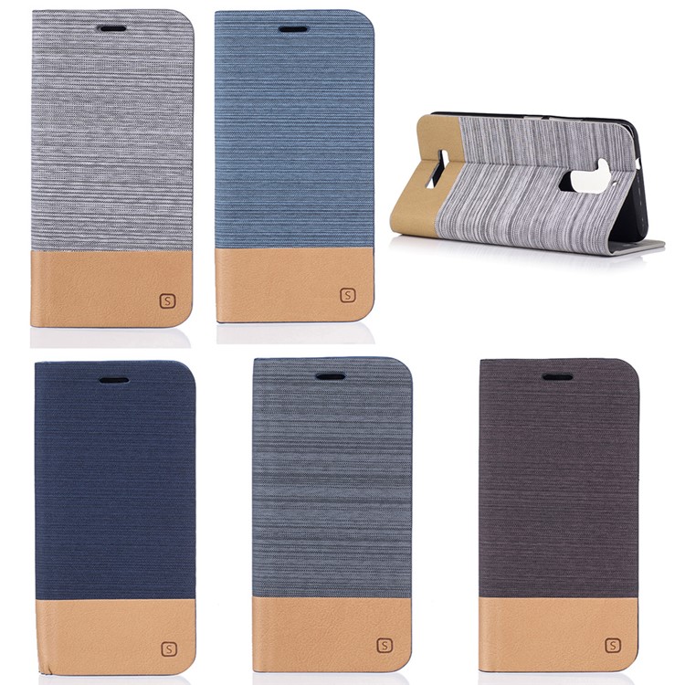Bi-color Canvas Card Holder Leather Flip Stand Cover for Asus Zenfone 3 Max ZC520TL - Coffee-9