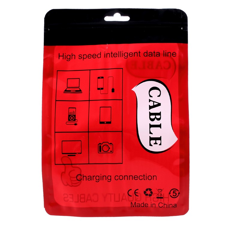 100Pcs/Lot Zipper Plastic Retail Packaging Bags for USB Data Cable, 16.5 x 12cm - Red-2