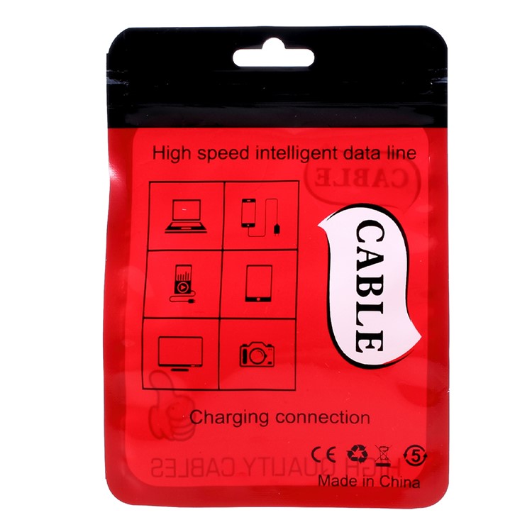100Pcs/Lot PP Plastic Zipper Retail Package Bags for USB Cables, 11.8 x 9cm - Red-2