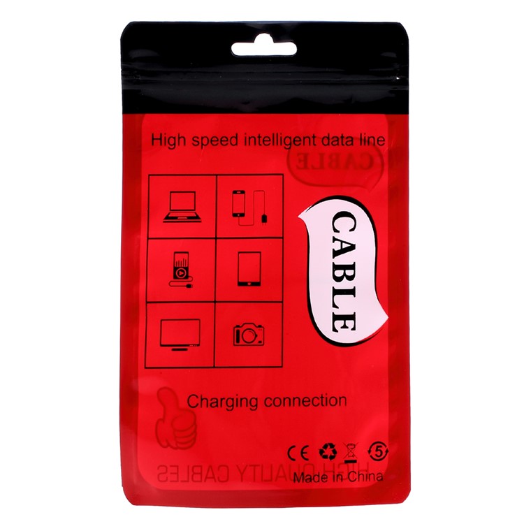 100Pcs/Lot Plastic PP Zipper Retail Packaging Bags for USB Data Cable, 14.5 x 9.5cm - Red-2