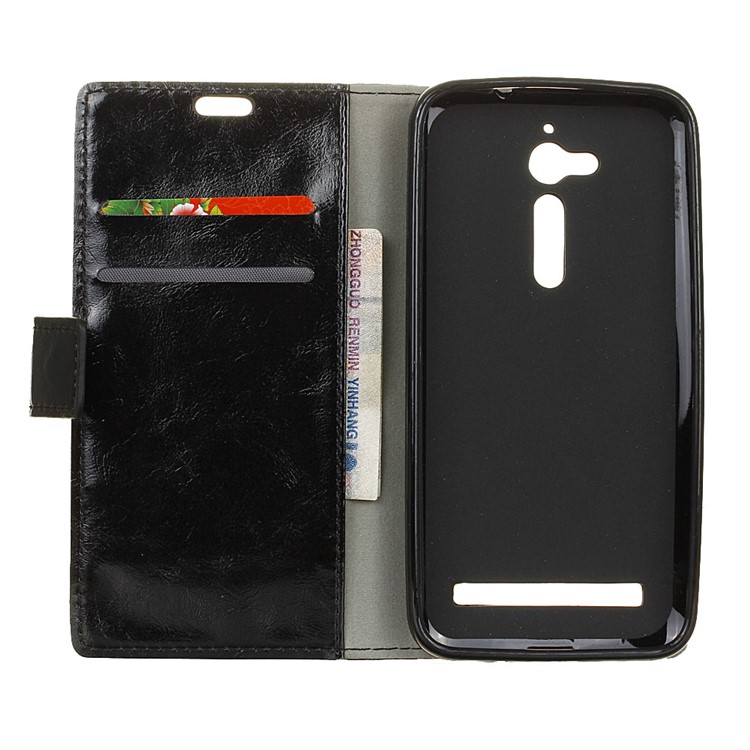 Crazy Horse Wallet Leather Stand Case for Asus Zenfone Go ZB500KL - Black-3
