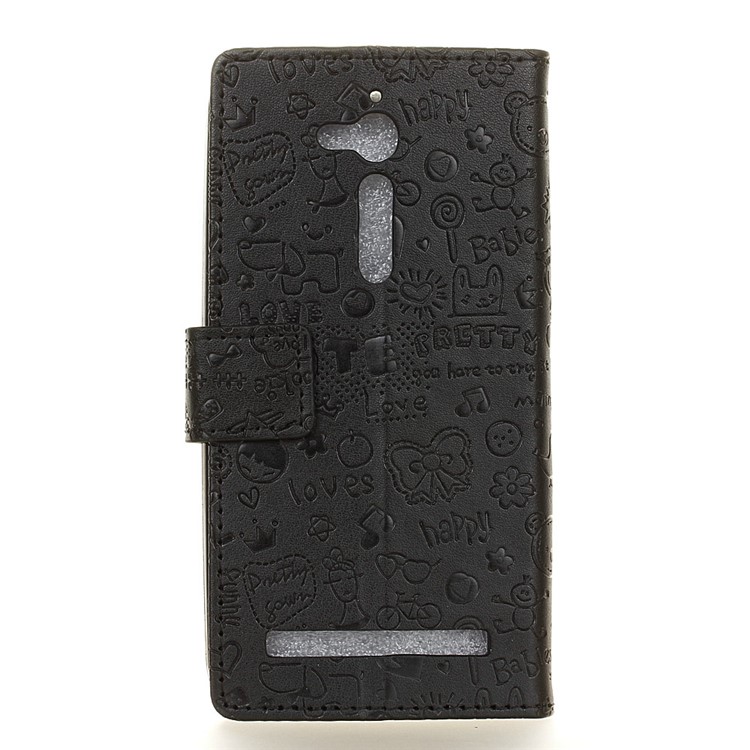 Cartoon Graffiti Leather Wallet Stand Mobile Case for Asus Zenfone Go ZB500KL - Black-2