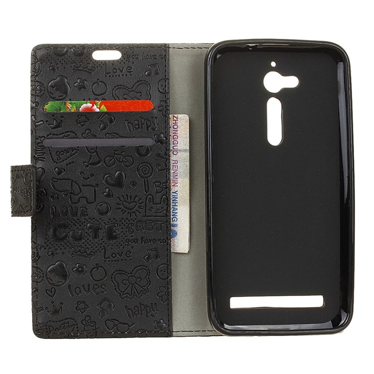 Cartoon Graffiti Leather Wallet Stand Mobile Case for Asus Zenfone Go ZB500KL - Black-3