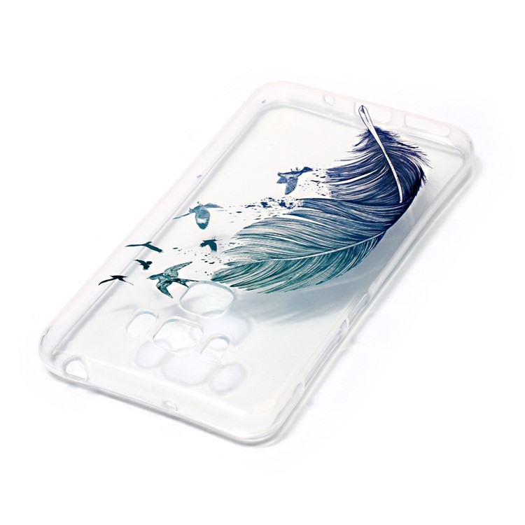 Pattern Printing IMD TPU Case Shell for Asus Zenfone 3 Max ZC553KL - Feather Pattern-3