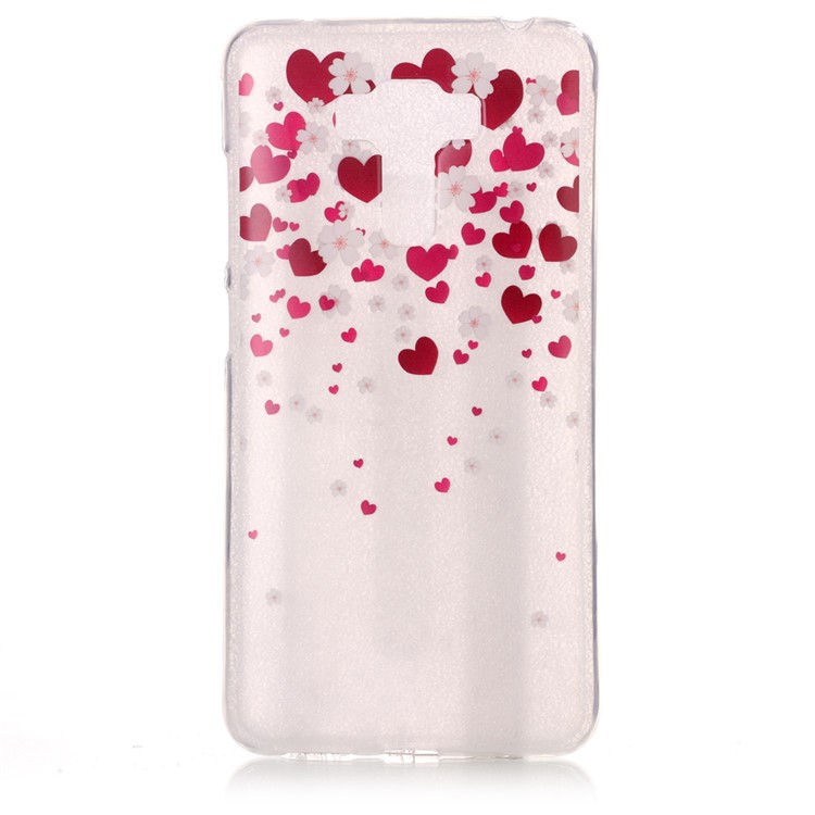 IMD Pattern TPU Clear Mobile Cover for Asus Zenfone 3 Laser ZC551KL - Hearts and Flowers-1