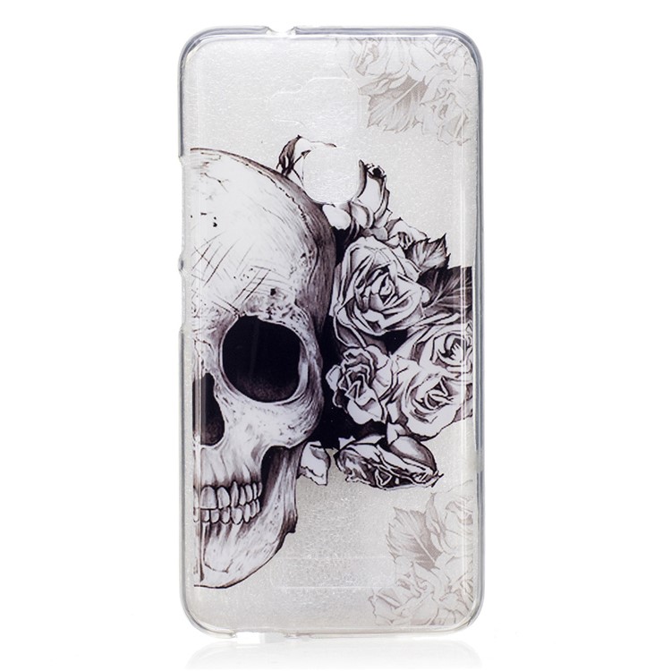 Pattern Printing IMD TPU Case Skin for Asus Zenfone 3 Max ZC520TL - Skull with Roses-1