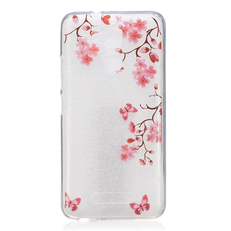 Patterned IMD Case TPU Cover for Asus Zenfone 3 Max ZC520TL - Red Flowers and Butterflies-1