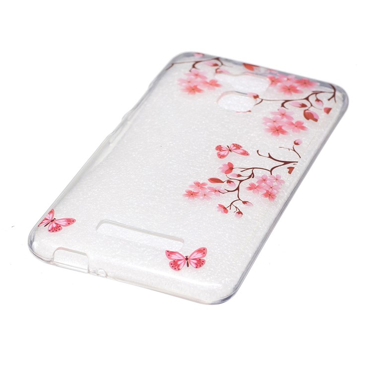 Patterned IMD Case TPU Cover for Asus Zenfone 3 Max ZC520TL - Red Flowers and Butterflies-2