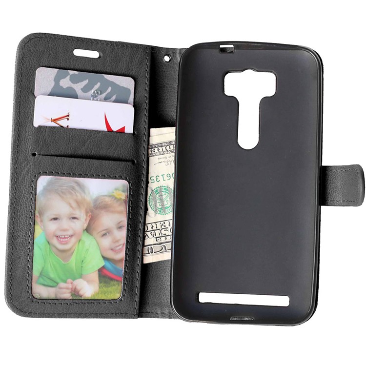 Multi-slot Leather Folio Stand Phone Case for Asus Zenfone 2 Laser ZE500KG ZE500KL 5.0-inch - Black-8