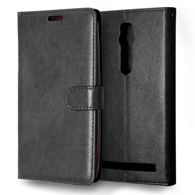Anti-scratch Leather Wallet Phone Case for Asus Zenfone 2 ZE550ML ZE551ML - Black-2